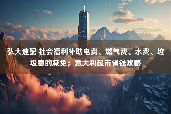 弘大速配 社会福利补助电费、燃气费、水费、垃圾费的减免；意大利超市省钱攻略