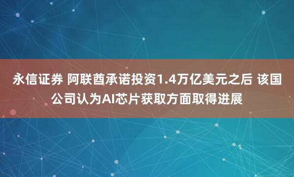 永信证券 阿联酋承诺投资1.4万亿美元之后 该国公司认为AI芯片获取方面取得进展